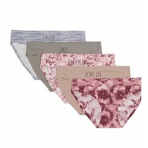 💗 RAE DUNN WOMEN'S 5 PACK NO SHOW HIPSTER PANTIES L LASER CUT SILKY SATIN NEW
